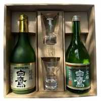 冷酒グラスセット　（超特撰白鷹・金松白鷹・冷酒グラス２個付き）